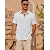 imageCOOFANDY Mens Casual Short Sleeve Shirts Summer Beach Shirt Button Down Textured Shirts Vacation Hawaiian ShirtsAwhite