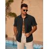 imageCOOFANDY Mens Casual Short Sleeve Shirts Summer Beach Shirt Button Down Textured Shirts Vacation Hawaiian ShirtsBlack