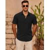 imageCOOFANDY Mens Casual Short Sleeve Shirts Summer Beach Shirt Button Down Textured Shirts Vacation Hawaiian ShirtsBlack