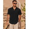 imageCOOFANDY Mens Casual Short Sleeve Shirts Summer Beach Shirt Button Down Textured Shirts Vacation Hawaiian ShirtsBlack