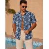 imageCOOFANDY Mens Casual Short Sleeve Shirts Summer Beach Shirt Button Down Textured Shirts Vacation Hawaiian ShirtsBlue Palm Leaves
