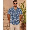 imageCOOFANDY Mens Casual Short Sleeve Shirts Summer Beach Shirt Button Down Textured Shirts Vacation Hawaiian ShirtsBlue Palm Leaves