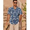 imageCOOFANDY Mens Casual Short Sleeve Shirts Summer Beach Shirt Button Down Textured Shirts Vacation Hawaiian ShirtsBlue Palm Leaves