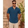 imageCOOFANDY Mens Casual Short Sleeve Shirts Summer Beach Shirt Button Down Textured Shirts Vacation Hawaiian ShirtsBlue Purple