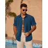 imageCOOFANDY Mens Casual Short Sleeve Shirts Summer Beach Shirt Button Down Textured Shirts Vacation Hawaiian ShirtsDark Blue