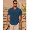 imageCOOFANDY Mens Casual Short Sleeve Shirts Summer Beach Shirt Button Down Textured Shirts Vacation Hawaiian ShirtsDark Blue