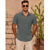 imageCOOFANDY Mens Casual Short Sleeve Shirts Summer Beach Shirt Button Down Textured Shirts Vacation Hawaiian ShirtsDark Gray