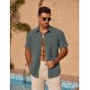 imageCOOFANDY Mens Casual Short Sleeve Shirts Summer Beach Shirt Button Down Textured Shirts Vacation Hawaiian ShirtsDark Gray