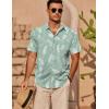 imageCOOFANDY Mens Casual Short Sleeve Shirts Summer Beach Shirt Button Down Textured Shirts Vacation Hawaiian ShirtsGreen Palm Leaves