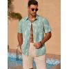 imageCOOFANDY Mens Casual Short Sleeve Shirts Summer Beach Shirt Button Down Textured Shirts Vacation Hawaiian ShirtsGreen Palm Leaves
