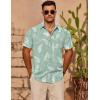 imageCOOFANDY Mens Casual Short Sleeve Shirts Summer Beach Shirt Button Down Textured Shirts Vacation Hawaiian ShirtsGreen Palm Leaves