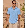 imageCOOFANDY Mens Casual Short Sleeve Shirts Summer Beach Shirt Button Down Textured Shirts Vacation Hawaiian ShirtsLight Blue