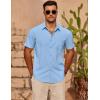 imageCOOFANDY Mens Casual Short Sleeve Shirts Summer Beach Shirt Button Down Textured Shirts Vacation Hawaiian ShirtsLight Blue