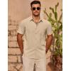 imageCOOFANDY Mens Casual Short Sleeve Shirts Summer Beach Shirt Button Down Textured Shirts Vacation Hawaiian ShirtsLight Brown