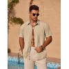 imageCOOFANDY Mens Casual Short Sleeve Shirts Summer Beach Shirt Button Down Textured Shirts Vacation Hawaiian ShirtsLight Brown