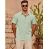 imageCOOFANDY Mens Casual Short Sleeve Shirts Summer Beach Shirt Button Down Textured Shirts Vacation Hawaiian ShirtsLight Green