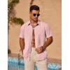 imageCOOFANDY Mens Casual Short Sleeve Shirts Summer Beach Shirt Button Down Textured Shirts Vacation Hawaiian ShirtsLight Pink