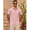 imageCOOFANDY Mens Casual Short Sleeve Shirts Summer Beach Shirt Button Down Textured Shirts Vacation Hawaiian ShirtsLight Pink