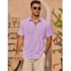 imageCOOFANDY Mens Casual Short Sleeve Shirts Summer Beach Shirt Button Down Textured Shirts Vacation Hawaiian ShirtsLight Purple