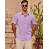 imageCOOFANDY Mens Casual Short Sleeve Shirts Summer Beach Shirt Button Down Textured Shirts Vacation Hawaiian ShirtsLight Purple