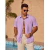 imageCOOFANDY Mens Casual Short Sleeve Shirts Summer Beach Shirt Button Down Textured Shirts Vacation Hawaiian ShirtsLight Purple