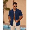 imageCOOFANDY Mens Casual Short Sleeve Shirts Summer Beach Shirt Button Down Textured Shirts Vacation Hawaiian ShirtsNavy Blue