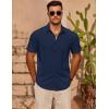 imageCOOFANDY Mens Casual Short Sleeve Shirts Summer Beach Shirt Button Down Textured Shirts Vacation Hawaiian ShirtsNavy Blue