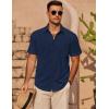imageCOOFANDY Mens Casual Short Sleeve Shirts Summer Beach Shirt Button Down Textured Shirts Vacation Hawaiian ShirtsNavy Blue