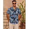 imageCOOFANDY Mens Casual Short Sleeve Shirts Summer Beach Shirt Button Down Textured Shirts Vacation Hawaiian ShirtsNavy Blue Flower