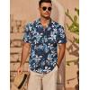 imageCOOFANDY Mens Casual Short Sleeve Shirts Summer Beach Shirt Button Down Textured Shirts Vacation Hawaiian ShirtsNavy Blue Flower