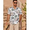 imageCOOFANDY Mens Casual Short Sleeve Shirts Summer Beach Shirt Button Down Textured Shirts Vacation Hawaiian ShirtsWhite Coconut Tree