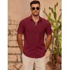 imageCOOFANDY Mens Casual Short Sleeve Shirts Summer Beach Shirt Button Down Textured Shirts Vacation Hawaiian ShirtsWine Red