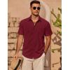 imageCOOFANDY Mens Casual Short Sleeve Shirts Summer Beach Shirt Button Down Textured Shirts Vacation Hawaiian ShirtsWine Red