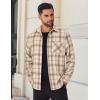 imageCOOFANDY Mens Flannel Shirt Long Sleeve Lightweight Plaid Shirt Casual Button Down Shirts JacketLight Brown