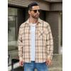 imageCOOFANDY Mens Flannel Shirt Long Sleeve Lightweight Plaid Shirt Casual Button Down Shirts JacketLight Brown