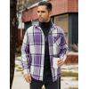 imageCOOFANDY Mens Flannel Shirt Long Sleeve Lightweight Plaid Shirt Casual Button Down Shirts JacketPurple