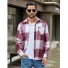 imageCOOFANDY Mens Flannel Shirt Long Sleeve Lightweight Plaid Shirt Casual Button Down Shirts JacketRed White