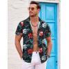 imageCOOFANDY Mens Hawaiian Shirts Short Sleeve Floral Button Down Beach Summer Tropical ShirtBlacktropical Floral