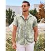 imageCOOFANDY Mens Hawaiian Shirts Short Sleeve Floral Button Down Beach Summer Tropical ShirtLight Green Leaf