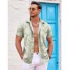 imageCOOFANDY Mens Hawaiian Shirts Short Sleeve Floral Button Down Beach Summer Tropical ShirtLight Green Leaf