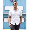imageCOOFANDY Mens Muscle Fit Dress Shirt Short Sleeve Button Down Shirts with Pocket01 White