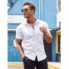 imageCOOFANDY Mens Muscle Fit Dress Shirt Short Sleeve Button Down Shirts with Pocket01 White
