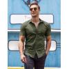 imageCOOFANDY Mens Muscle Fit Dress Shirt Short Sleeve Button Down Shirts with PocketArmy Green