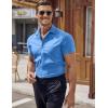 imageCOOFANDY Mens Muscle Fit Dress Shirt Short Sleeve Button Down Shirts with PocketBlue