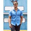 imageCOOFANDY Mens Muscle Fit Dress Shirt Short Sleeve Button Down Shirts with PocketBlue