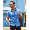 imageCOOFANDY Mens Muscle Fit Dress Shirt Short Sleeve Button Down Shirts with PocketBlue