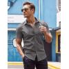 imageCOOFANDY Mens Muscle Fit Dress Shirt Short Sleeve Button Down Shirts with PocketDark Grey