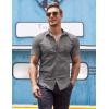 imageCOOFANDY Mens Muscle Fit Dress Shirt Short Sleeve Button Down Shirts with PocketDark Grey