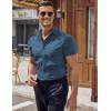 imageCOOFANDY Mens Muscle Fit Dress Shirt Short Sleeve Button Down Shirts with PocketGrey Blue