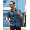 imageCOOFANDY Mens Muscle Fit Dress Shirt Short Sleeve Button Down Shirts with PocketGrey Blue